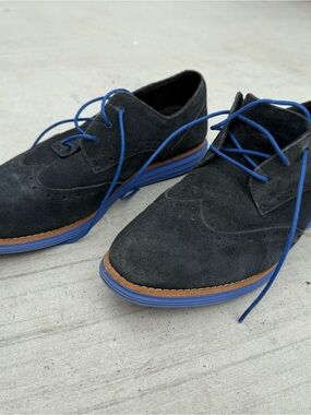 Cole Haan Grand OS BlueSuede Wingtip Oxfords - Waterproof